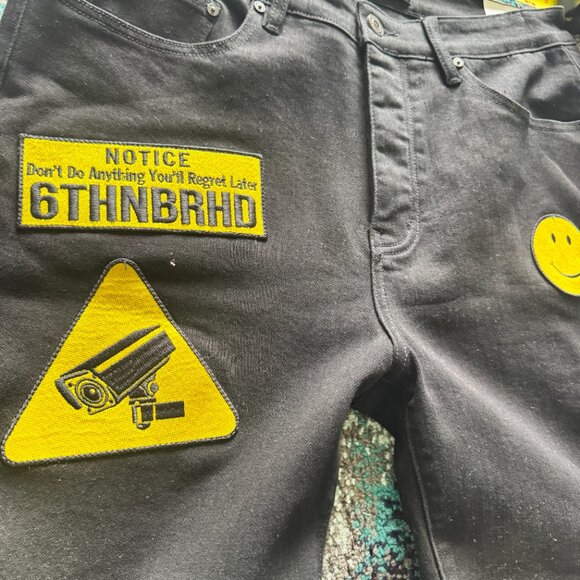 6THNBRHD “Notice” Patch Shorts – Black size 32 - Picture 9 of 9